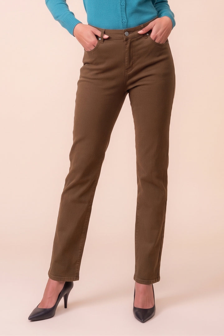 Alison Sheri Chocolate Brown Straight Leg Jeans PAS2403, front view