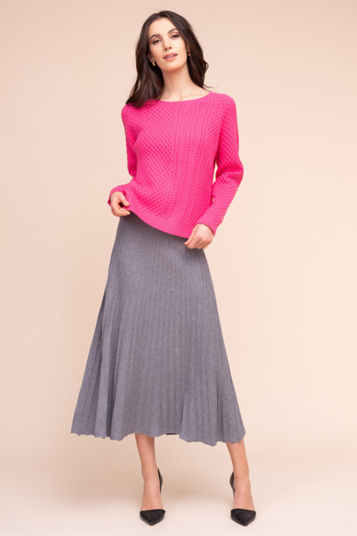 Alison Sheri A48010 fuchsia pink textured knit jumper at Experience Boutique
