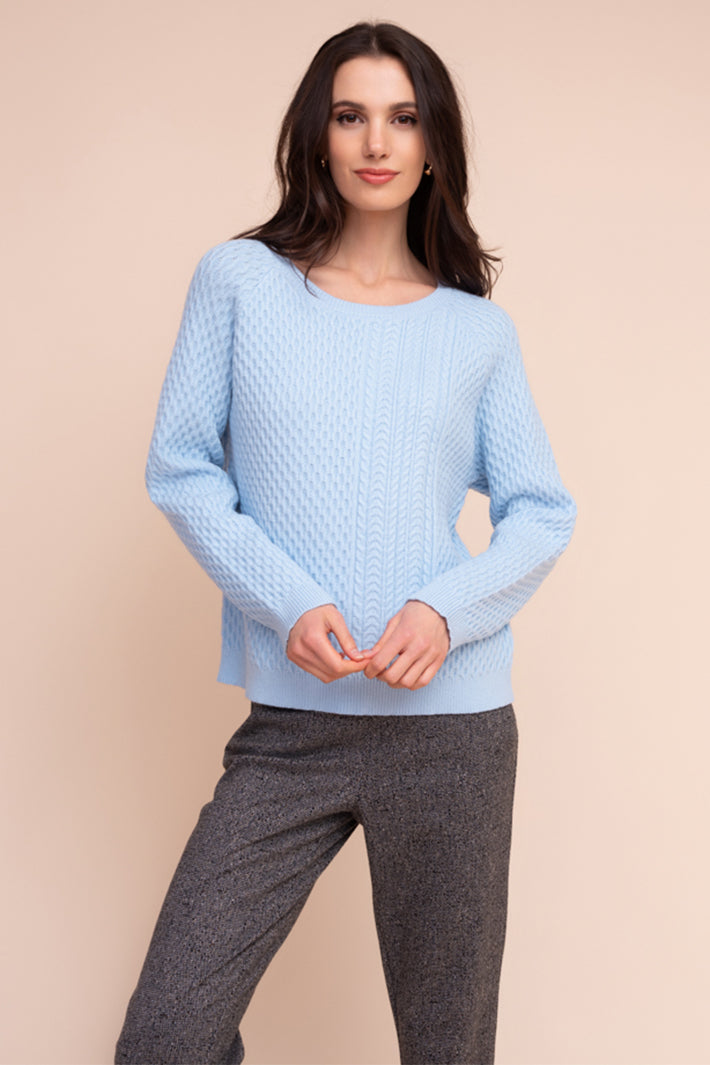 Alison Sheri A48010 ice blue textured knit jumper at Experience Boutique