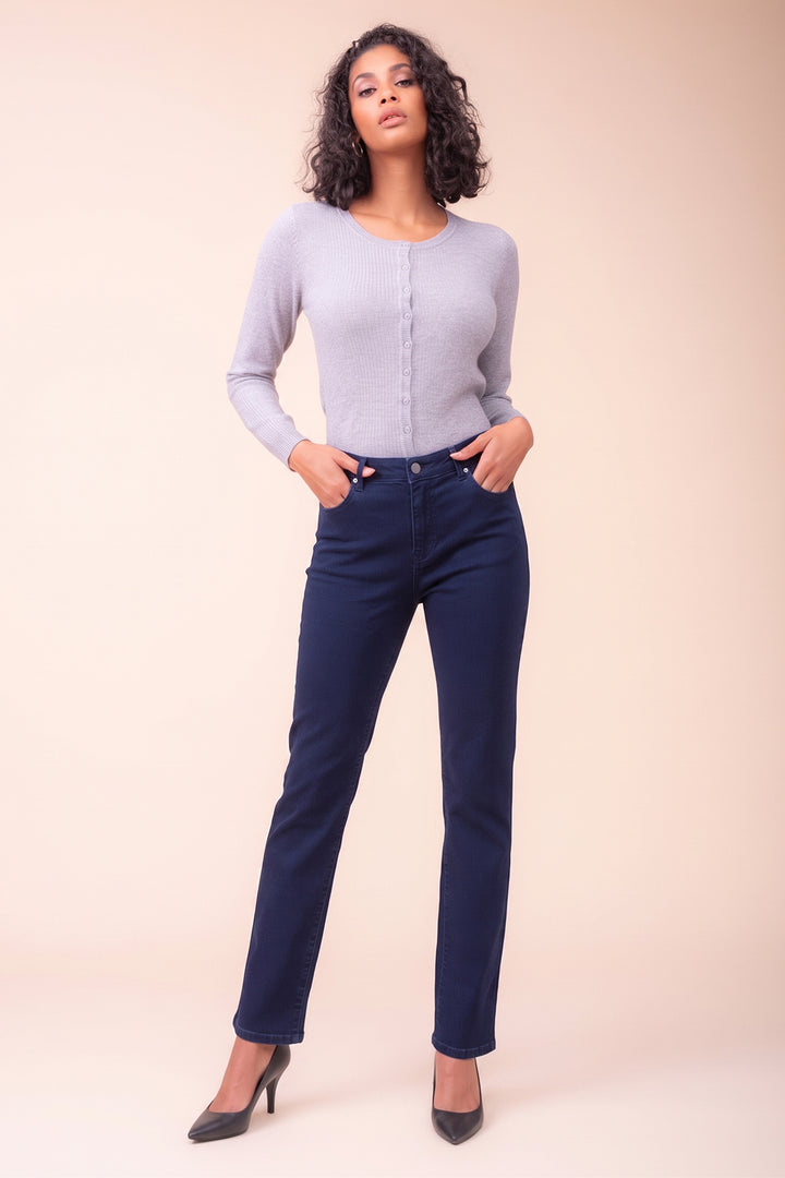 Alison Sheri Navy Straight Leg Jeans PAS2403, full length