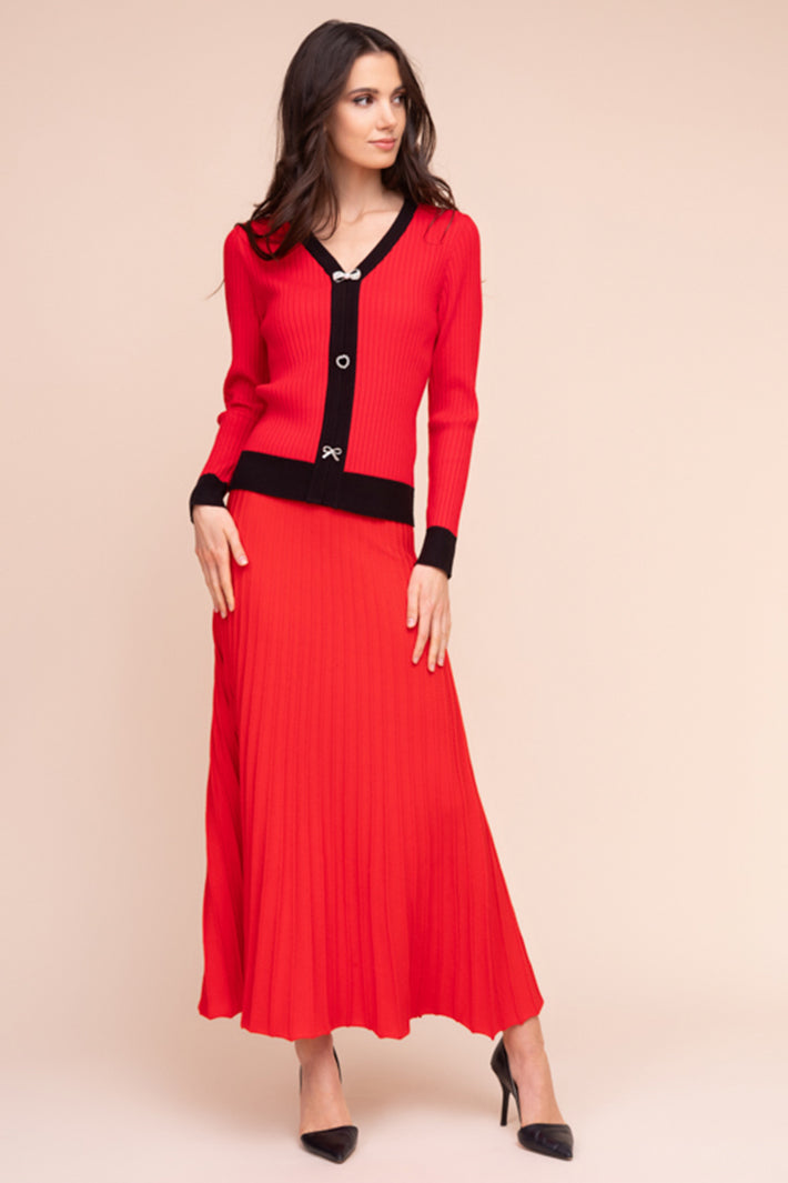 Alison Sheri A48065 red two-tone cardigan at Experience Boutique