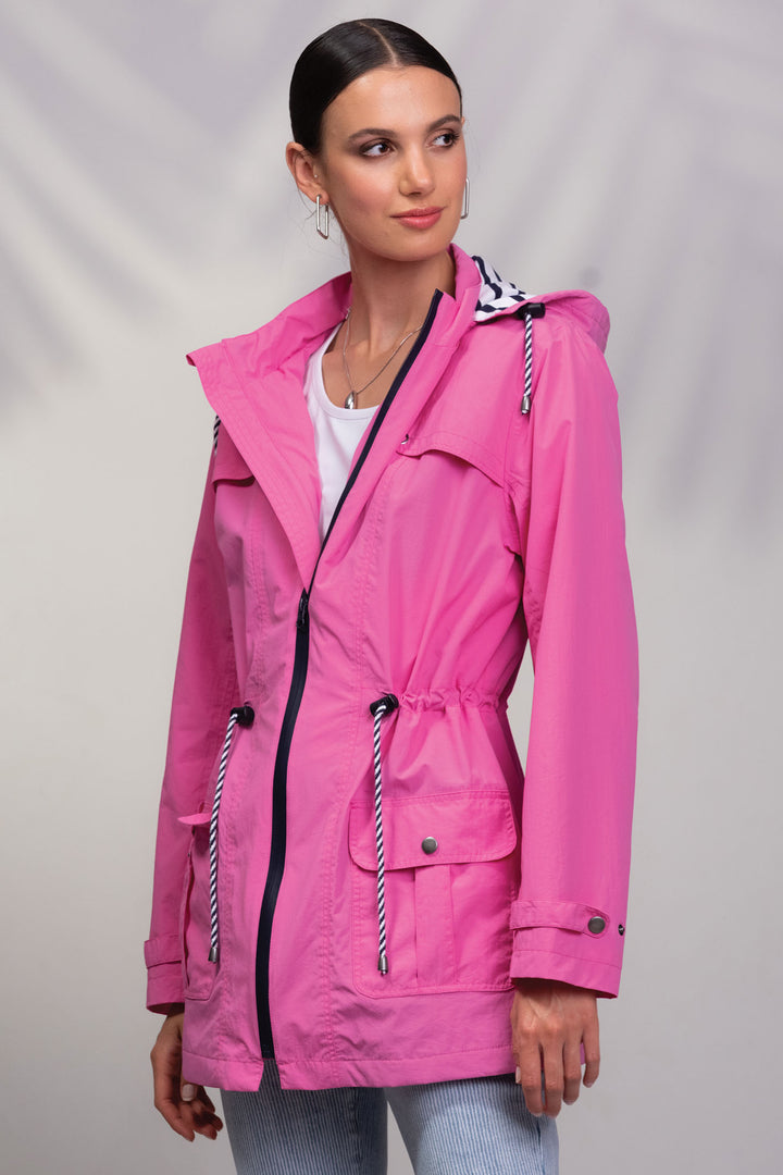 Alison Sheri Showerproof Coat With Hood Hot Pink A45126 - Experience Boutique