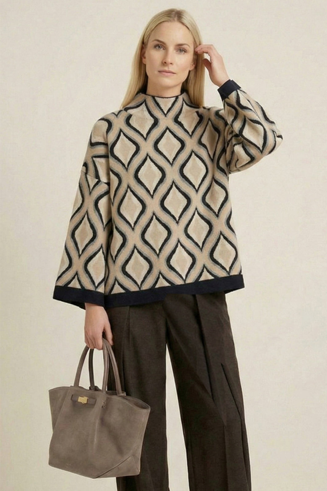 Allison Beige Grey Jumper 250943, front view