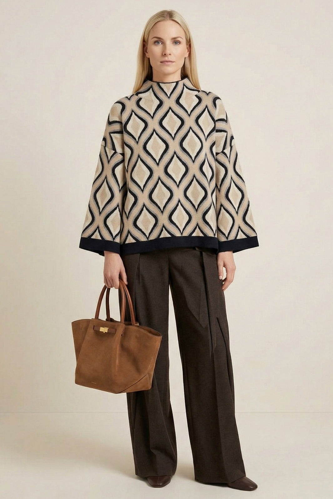 Allison Beige Grey Jumper 250943, full length