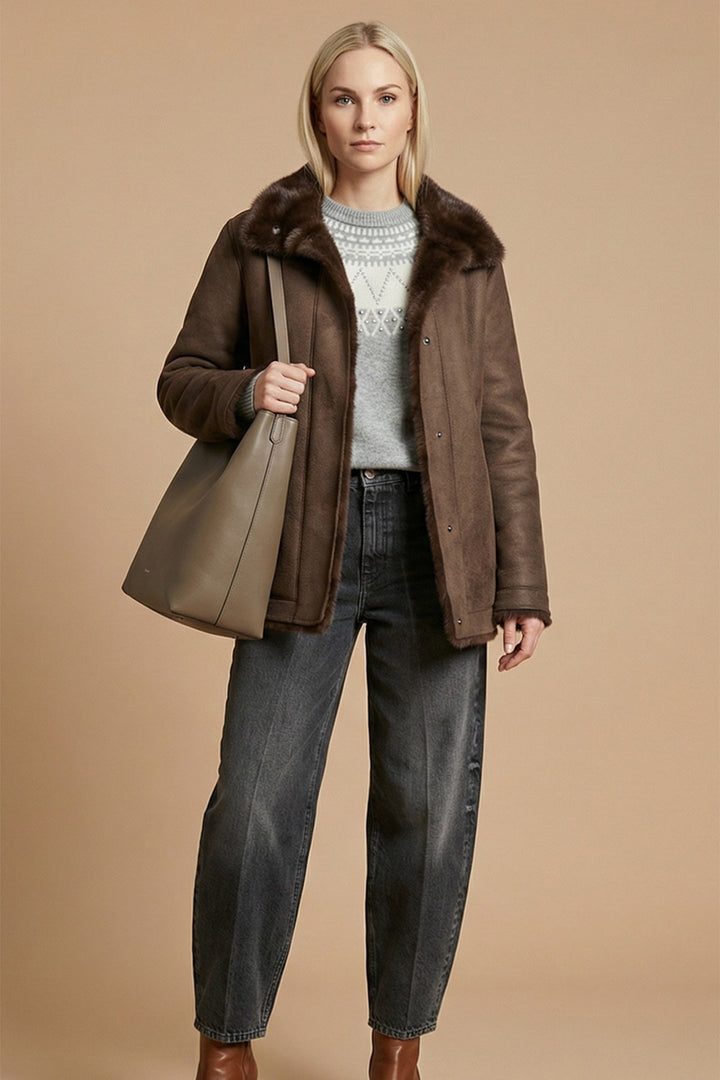 Allison Brown Jacket DQ431KB, reversed side, full length