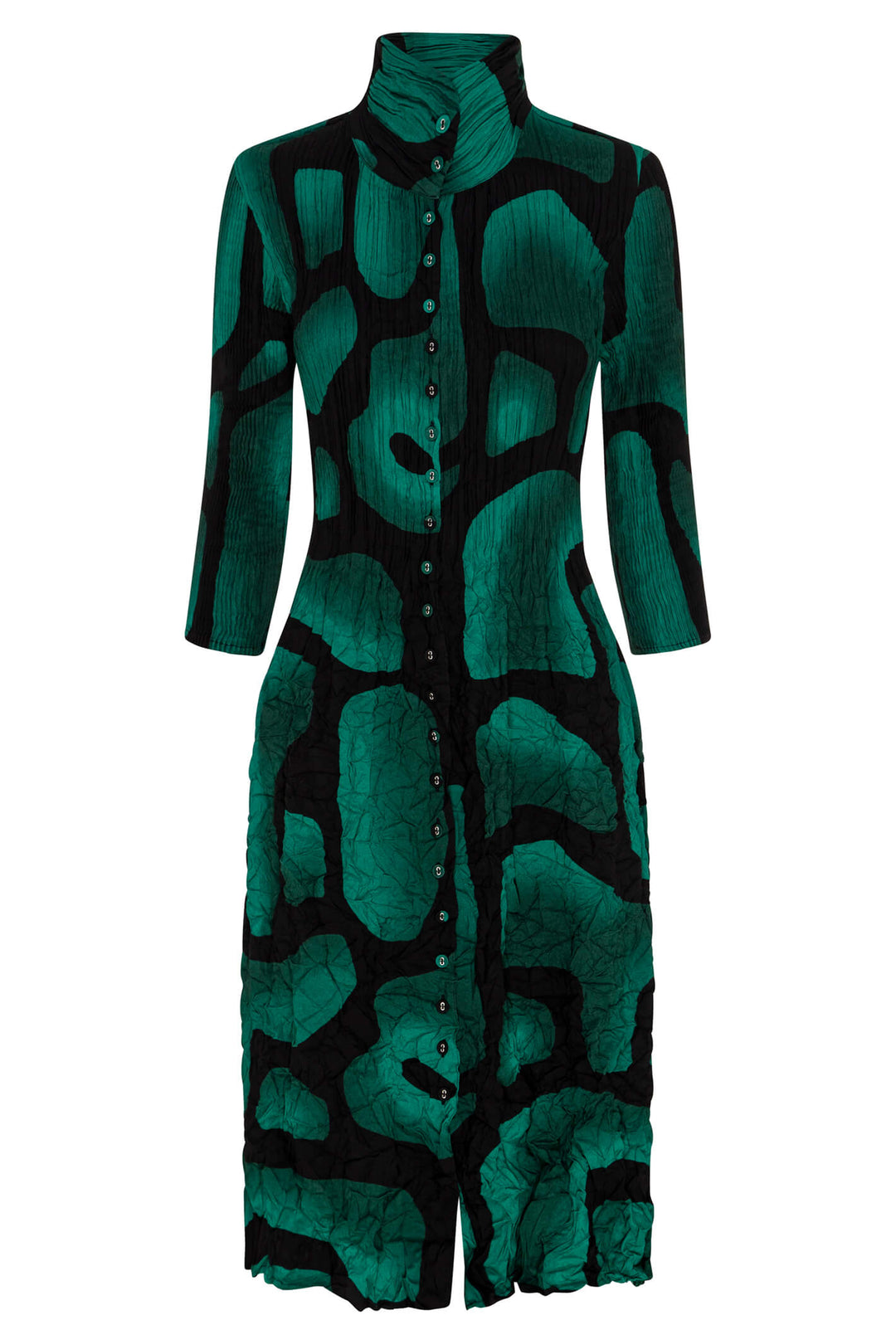 Alquema ACC308 Nehru Green Tucson Coat Dress - Experience Boutique