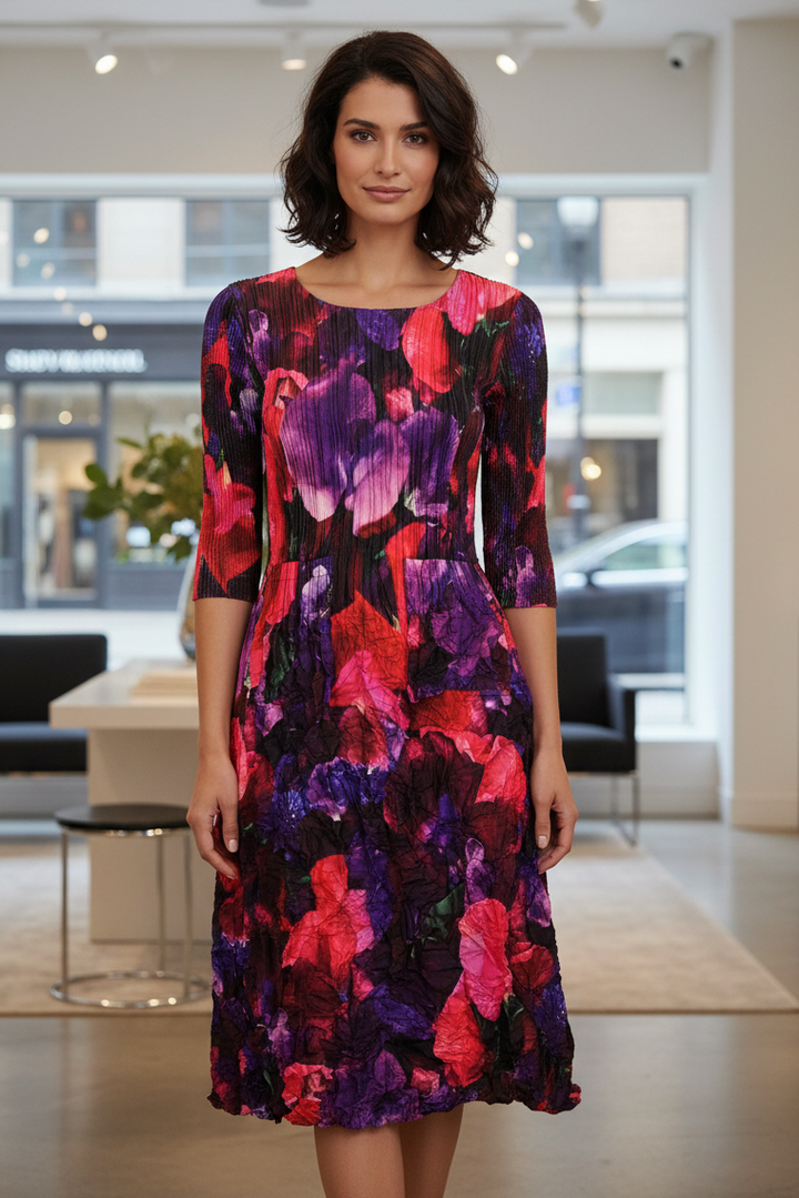 Alquema ADC544 Coral Sweet Pea 3/4 Sleeve Smash Dress