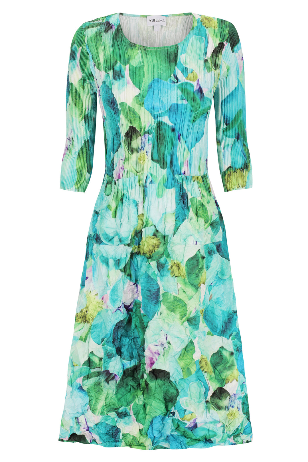 Alquema ADC544 Green Garden Sweet Pea 3/4 Sleeve Smash Dress