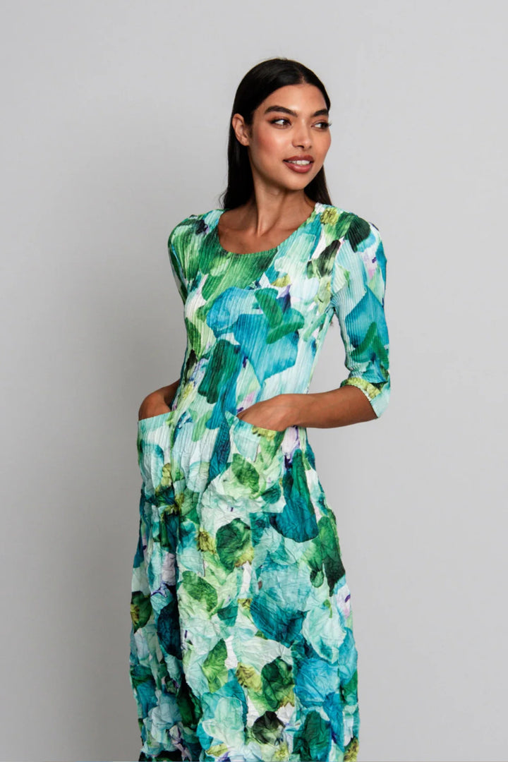 Alquema ADC544 Green Garden Sweet Pea 3/4 Sleeve Smash Dress