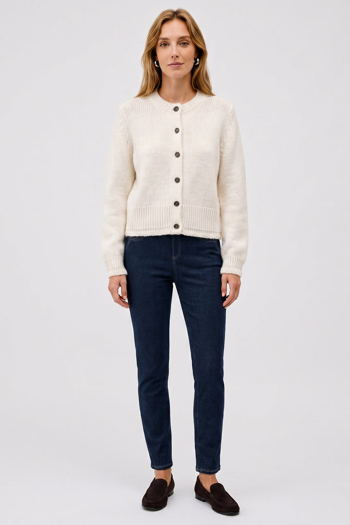Anna Montana 1021 Angelika Dark Blue Denim Pull-On Trousers, full length