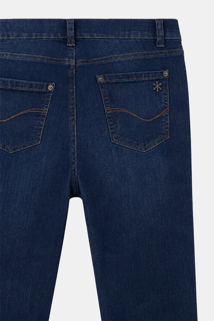 Anna Montana 1021 Angelika Dark Blue Denim Pull-On Trousers, back pocket detail
