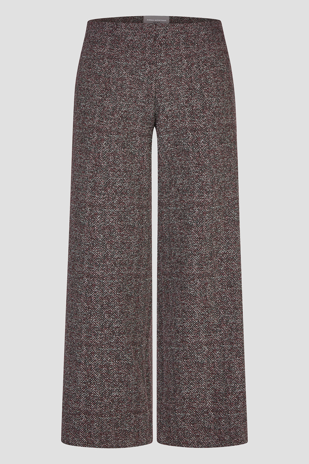 Anna Montana 5666 Mila Red and Black Herringbone Wide Leg Trousers, front packshot