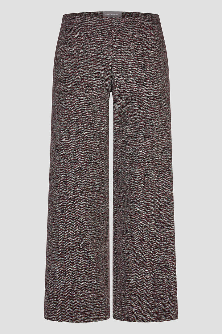 Anna Montana 5666 Mila Red and Black Herringbone Wide Leg Trousers, front packshot
