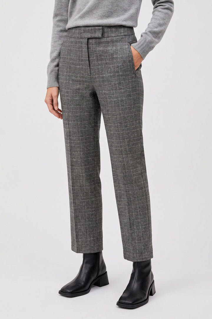 Anna Montana 5667 Rose Grey Check Tweed Trousers, front view