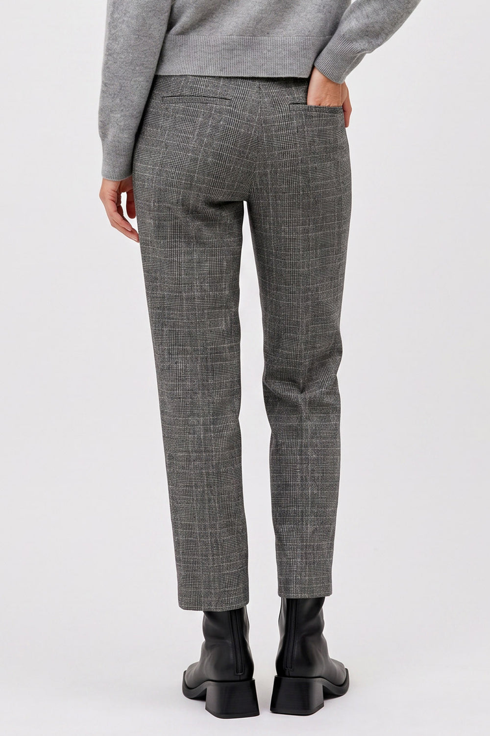 Anna Montana 5667 Rose Grey Check Tweed Trousers, back view