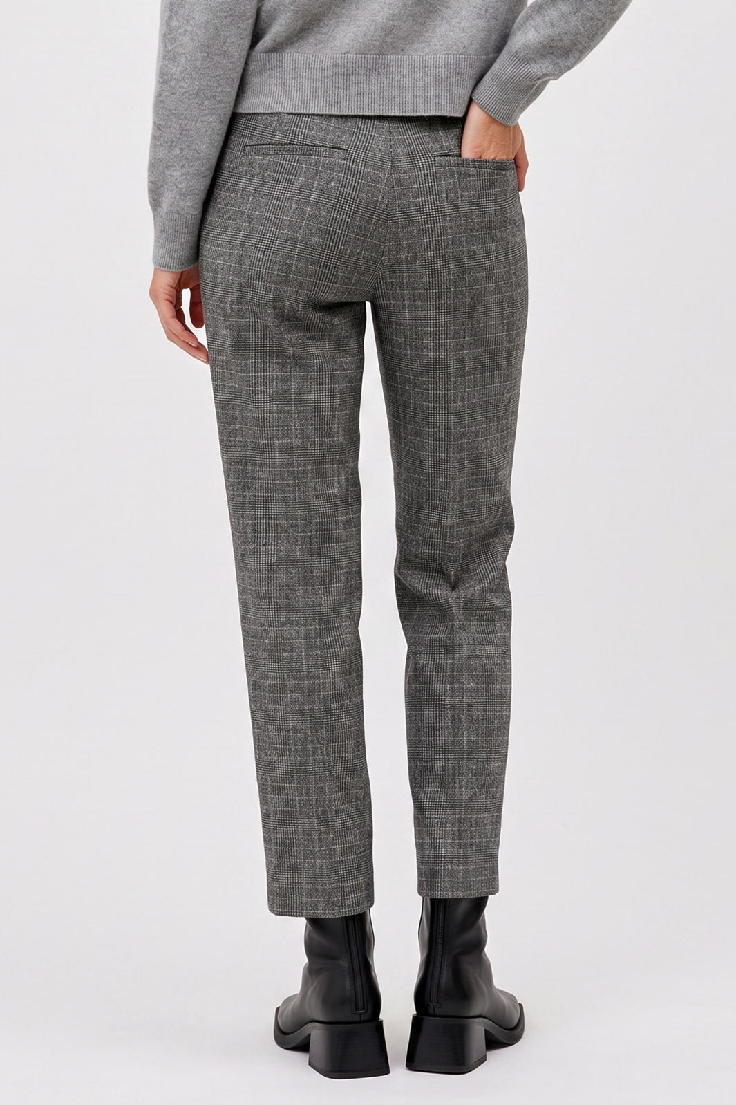 Anna Montana 5667 Rose Grey Check Tweed Trousers, back view