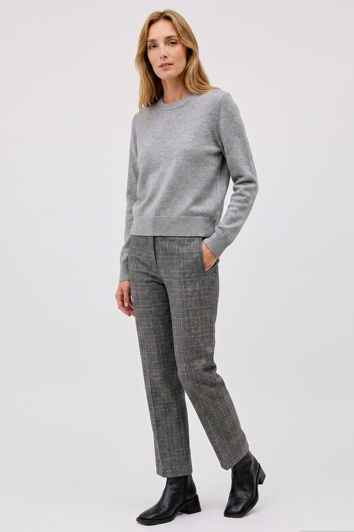 Anna Montana 5667 Rose Grey Check Tweed Trousers, three-quarter full length