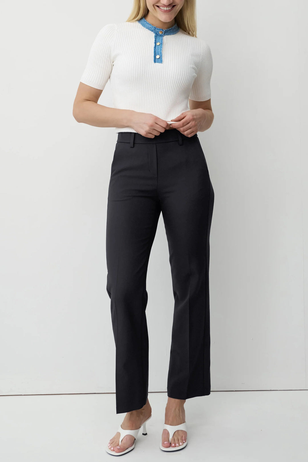 Anna Montana Mila Black Straight Leg Trousers at Experience Boutique