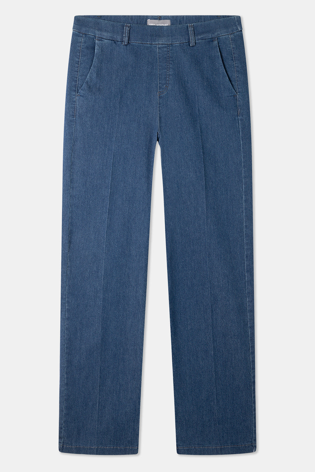 Anna Montana Mila Blue Denim Straight Leg Trousers 1045, front packshot