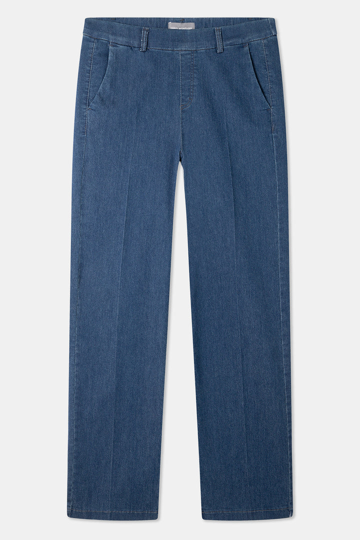 Anna Montana Mila Blue Denim Straight Leg Trousers 1045, front packshot