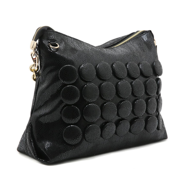 Black 3D Dot Slouchy Shoulder Bag