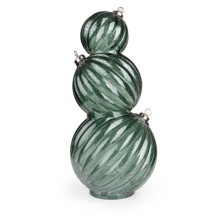 3 Stacking Glass Baubles with LED Lights - Green Hummingbird