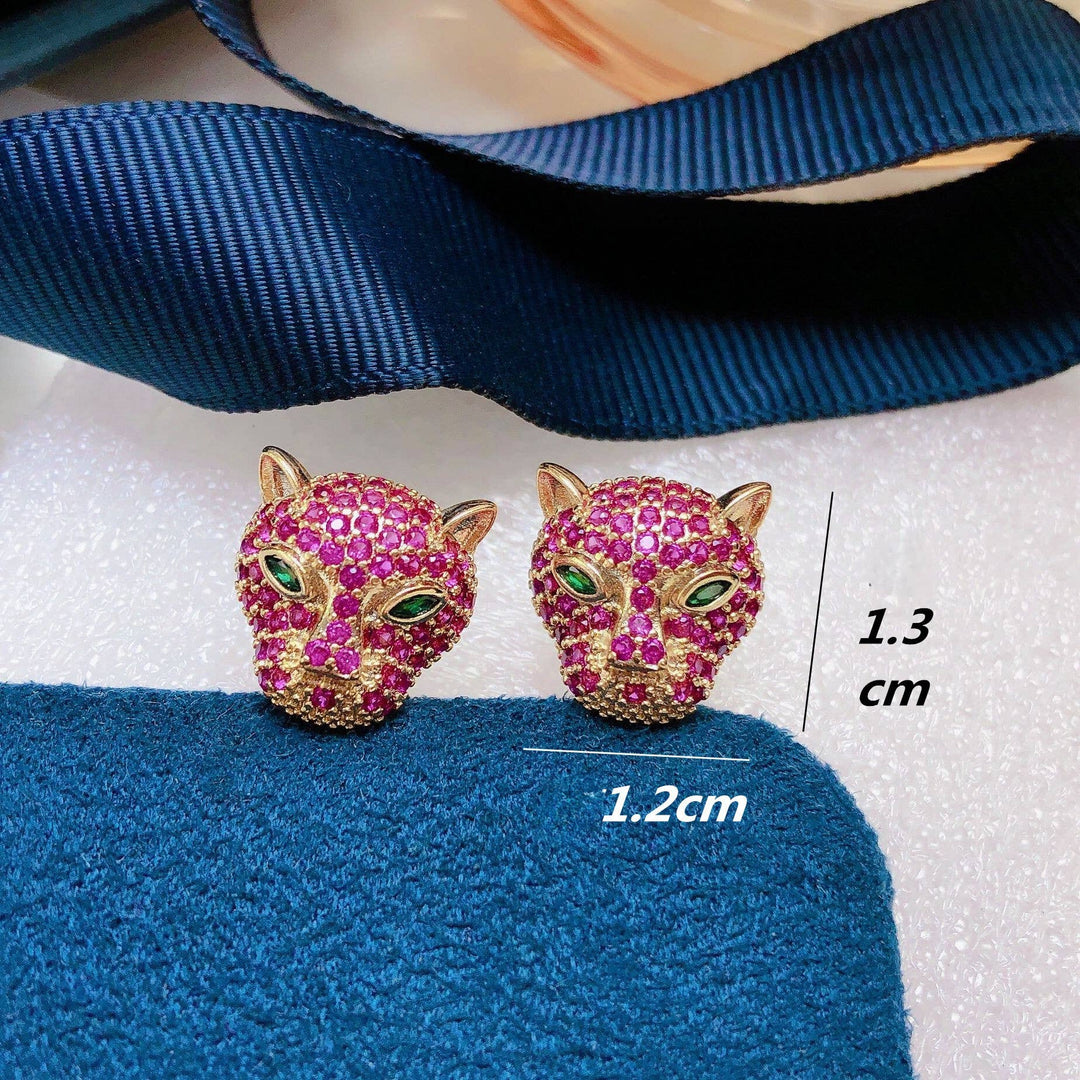 Fuchsia Fierce Ruby Jaguar Stud Earrings