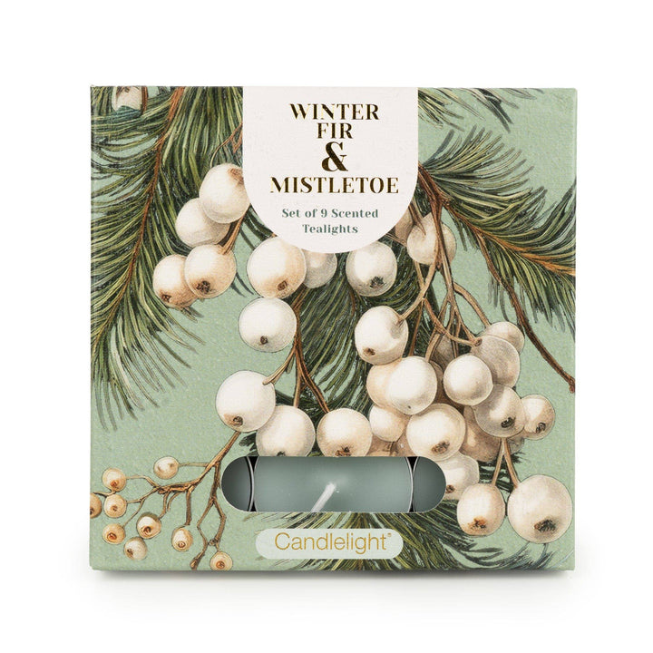 Set of 9 Tealights - Winter Fir &amp; Mistletoe