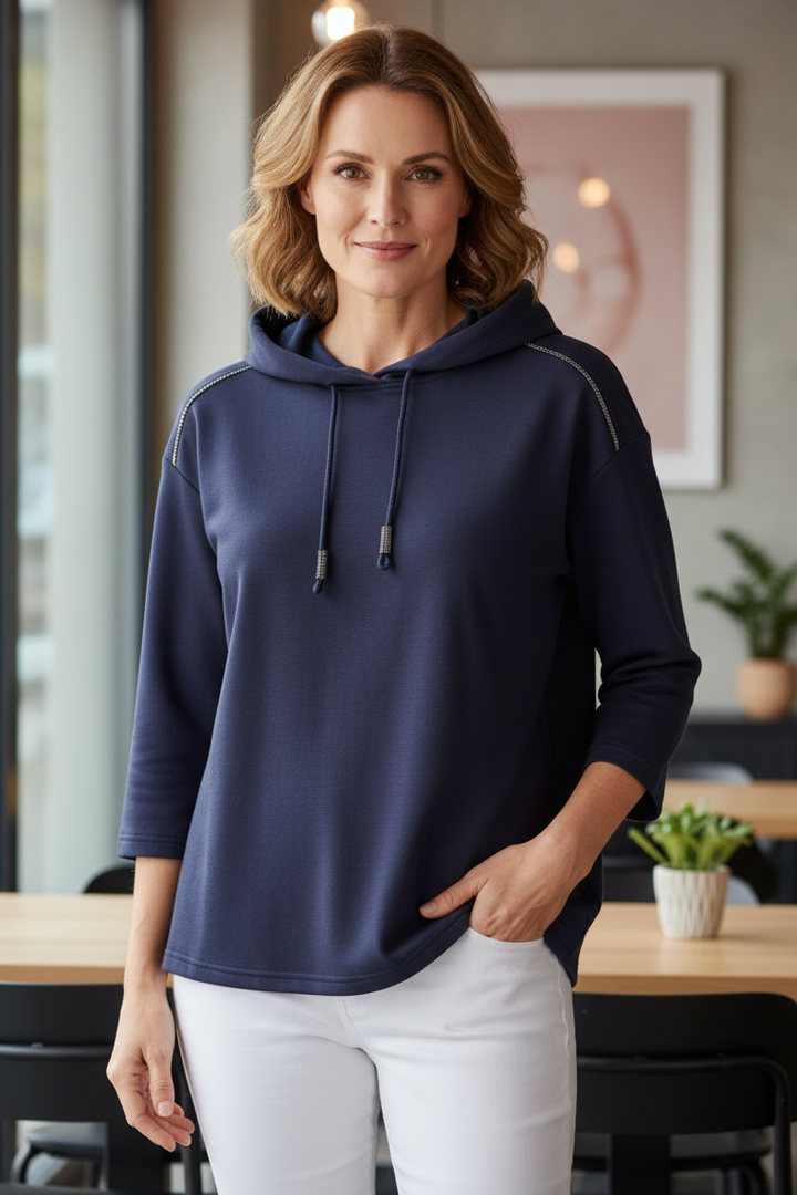 Barbara Lebek 55560062 Navy Hooded Sweatshirt