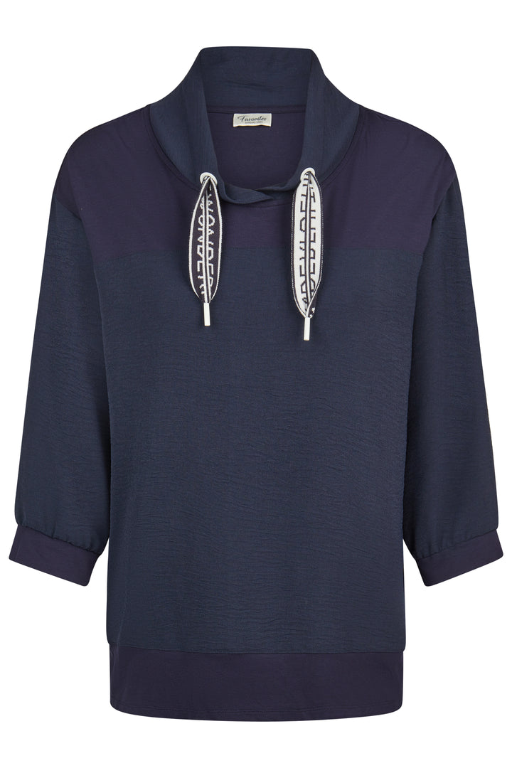 Barbara Lebek 55570062 Navy Drawstring Neck Top