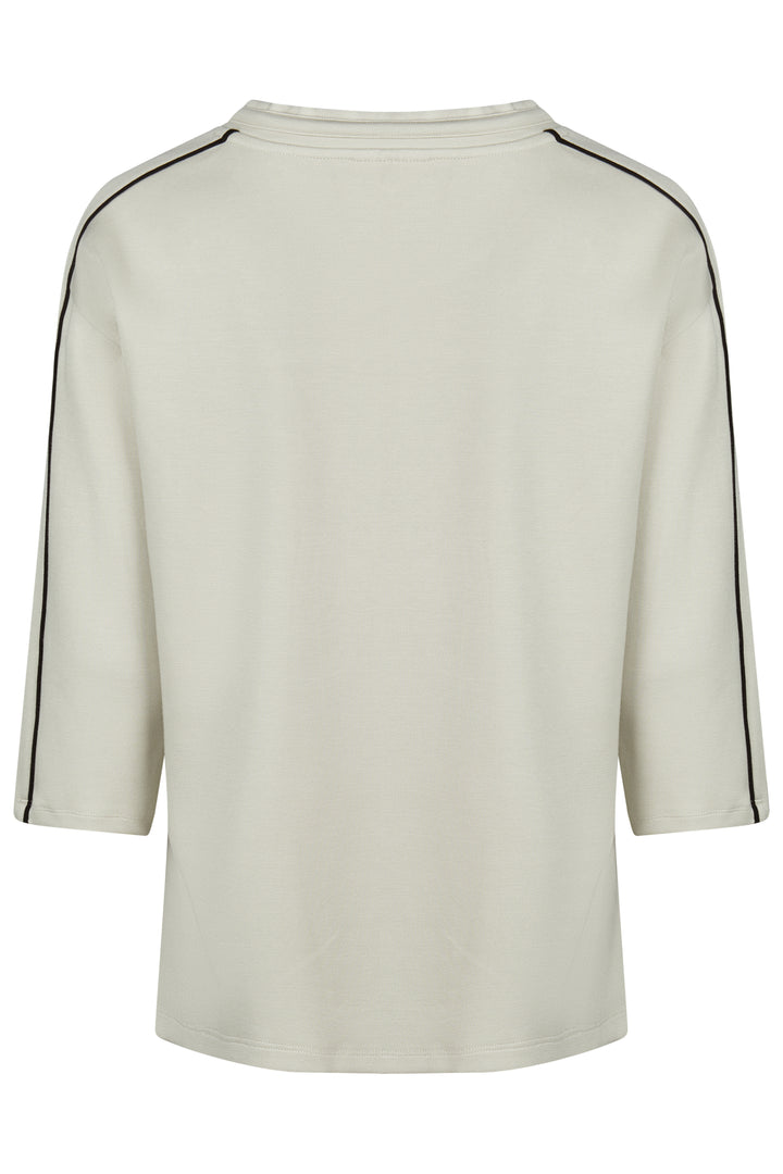 Barbara Lebek 56130062 Ivory Black Stripe Stud Motif Sweat Top