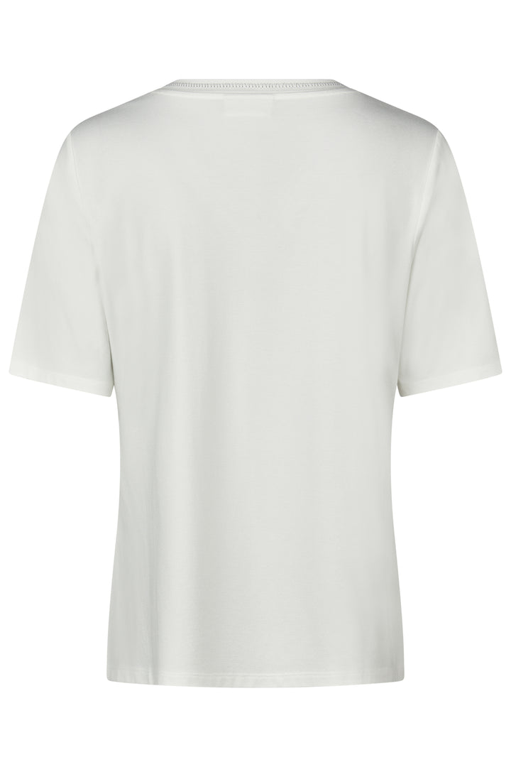 Barbara Lebek 56640062 Offwhite Blue Motif V-Neck T-Shirt