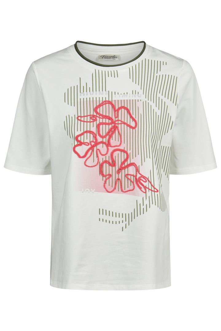 Barbara Lebek 57210062 Offwhite Flower Print T-Shirt