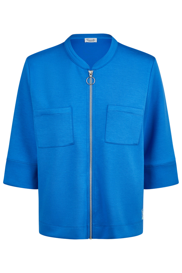 Barbara Lebek 57510062 Ocean Blue Zip Front Jersey Jacket