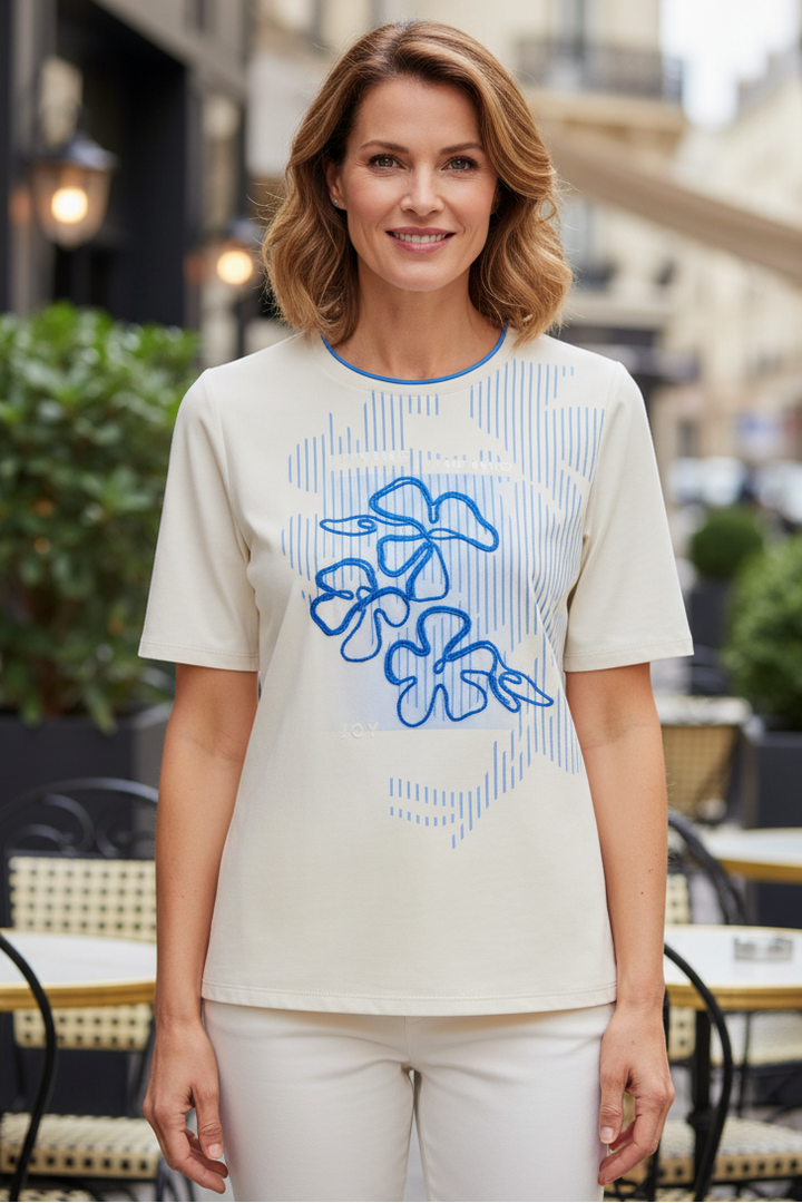 Barbara Lebek 57630062 White Sand Flower Print T-Shirt