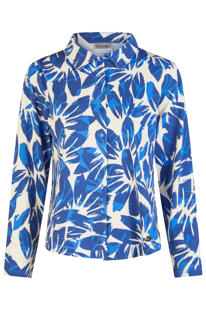 Barbara Lebek 57670062 Ocean Blue Leaf Print Blouse