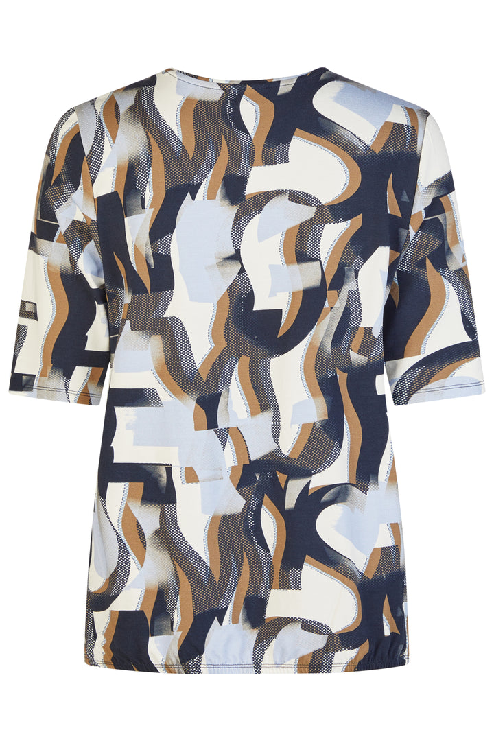 Barbara Lebek 60500062 Sky Blue Mesh Print Short Sleeve T-Shirt