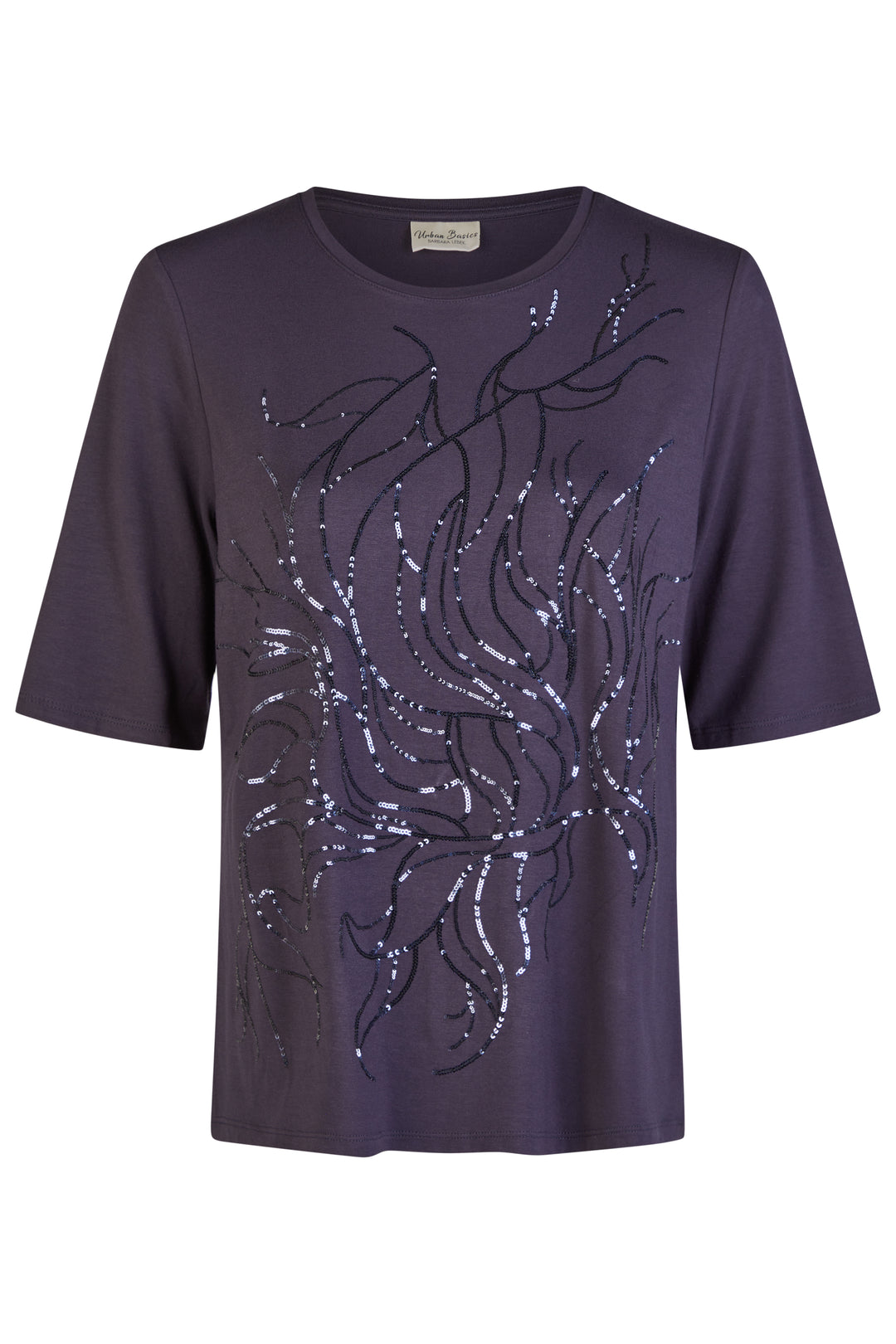 Barbara Lebek 60600062 Navy Sequin Motif Short Sleeve T-Shirt