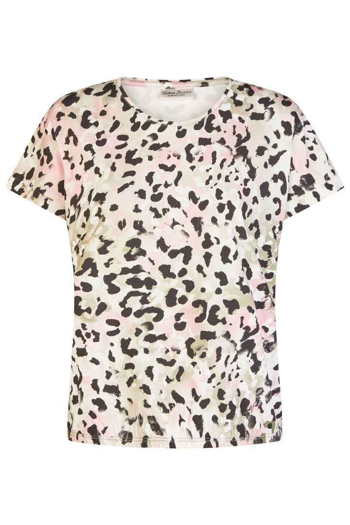 Barbara Lebek 62010062 Khaki & Pink Animal Print T-Shirt