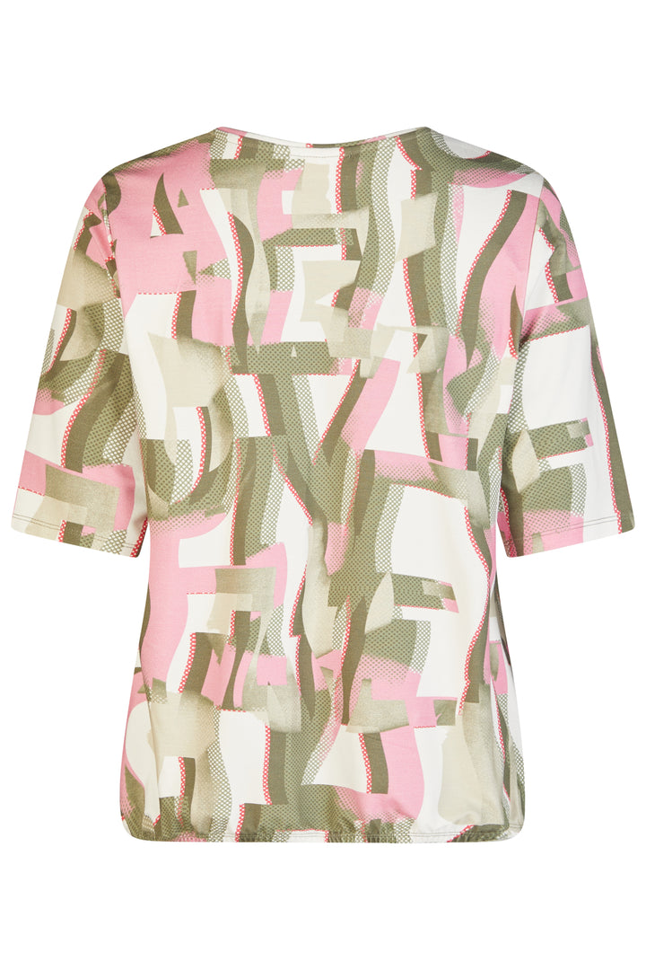 Barbara Lebek 62020062 Khaki Green Mesh Print T-Shirt