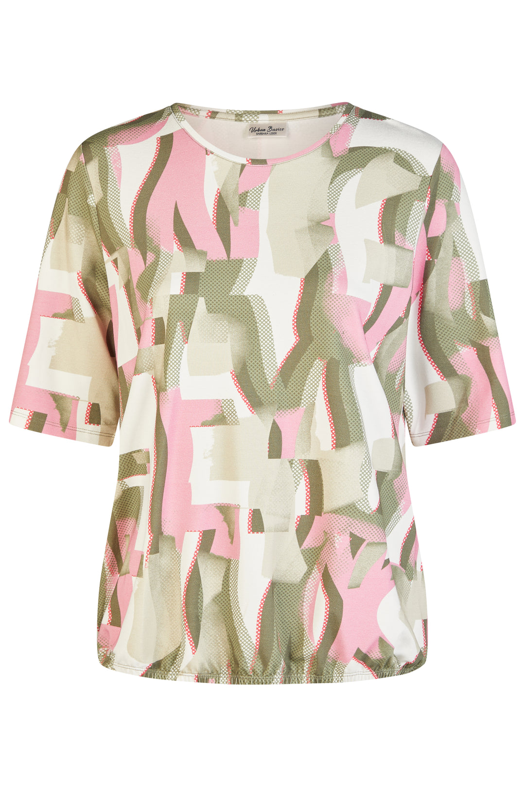 Barbara Lebek 62020062 Khaki Green Mesh Print T-Shirt