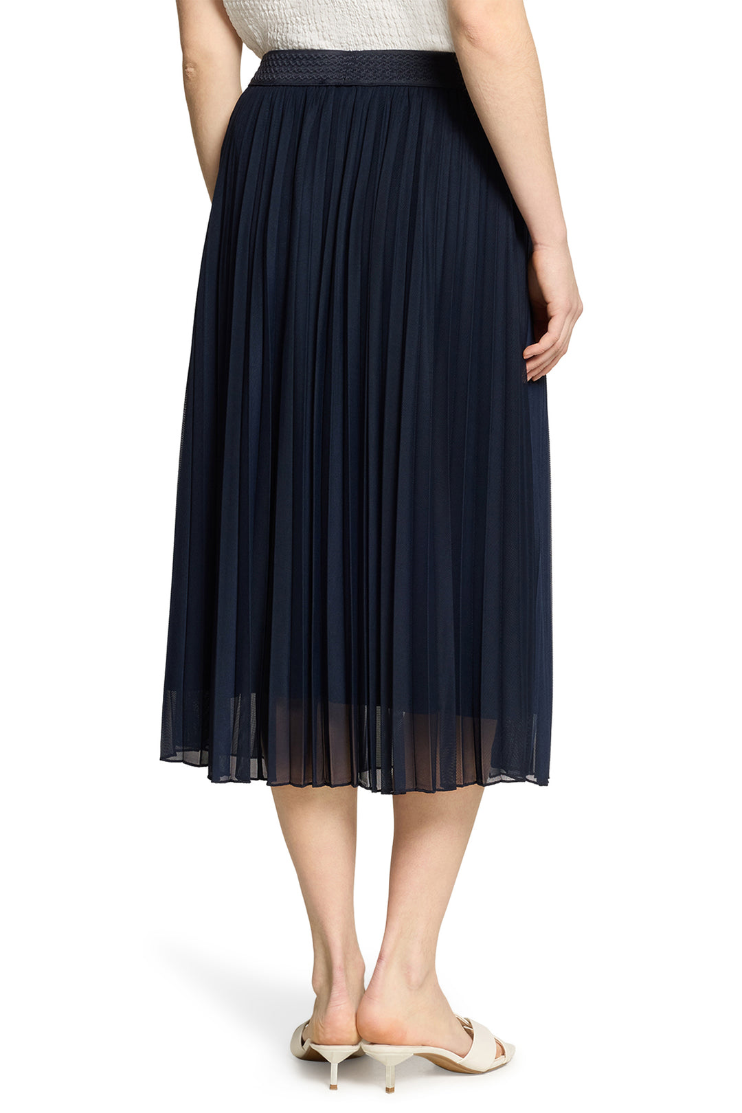 Betty Barclay 9482 1998 Dark Sky Navy Mesh Pleated Midi Skirt