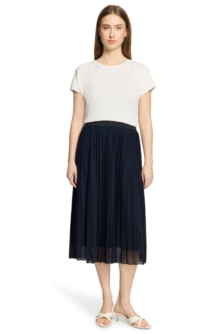 Betty Barclay 9482 1998 Dark Sky Navy Mesh Pleated Midi Skirt
