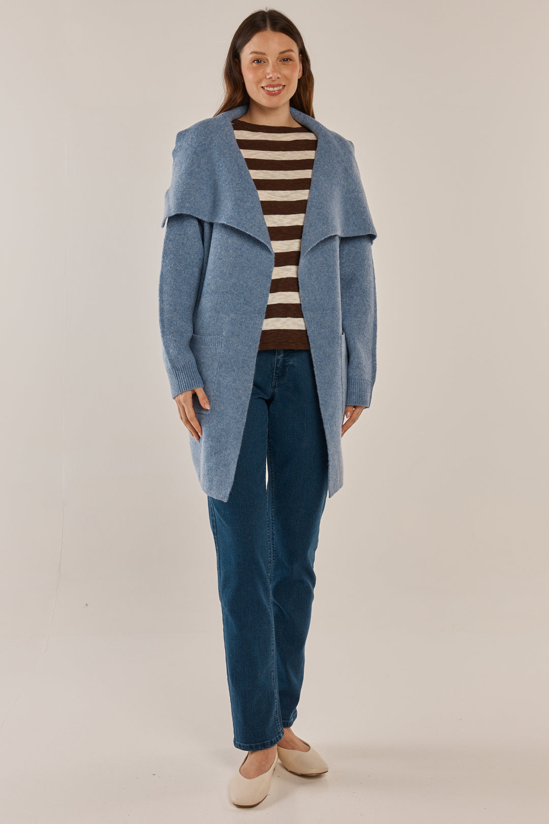 Betty Basics BB4102 cornflower blue cardigan at Experience Boutique