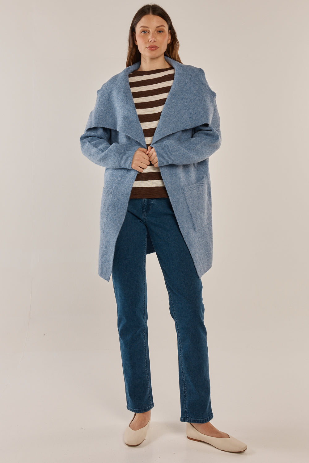 Betty Basics BB4102 cornflower blue cardigan at Experience Boutique