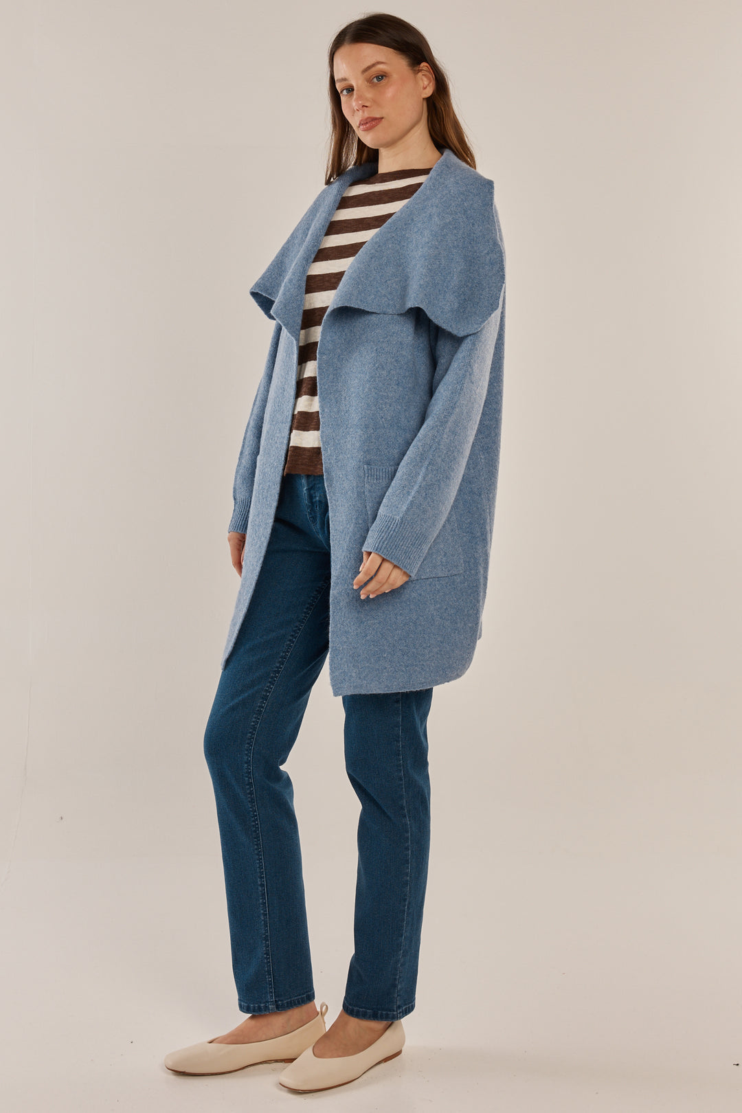 Betty Basics BB4102 cornflower blue cardigan at Experience Boutique