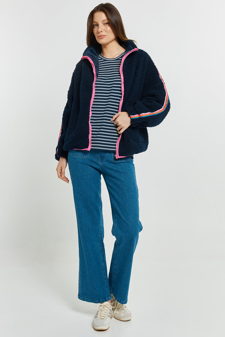 Betty Basics BB6113 navy rainbow fleece jacket at Experience Boutique