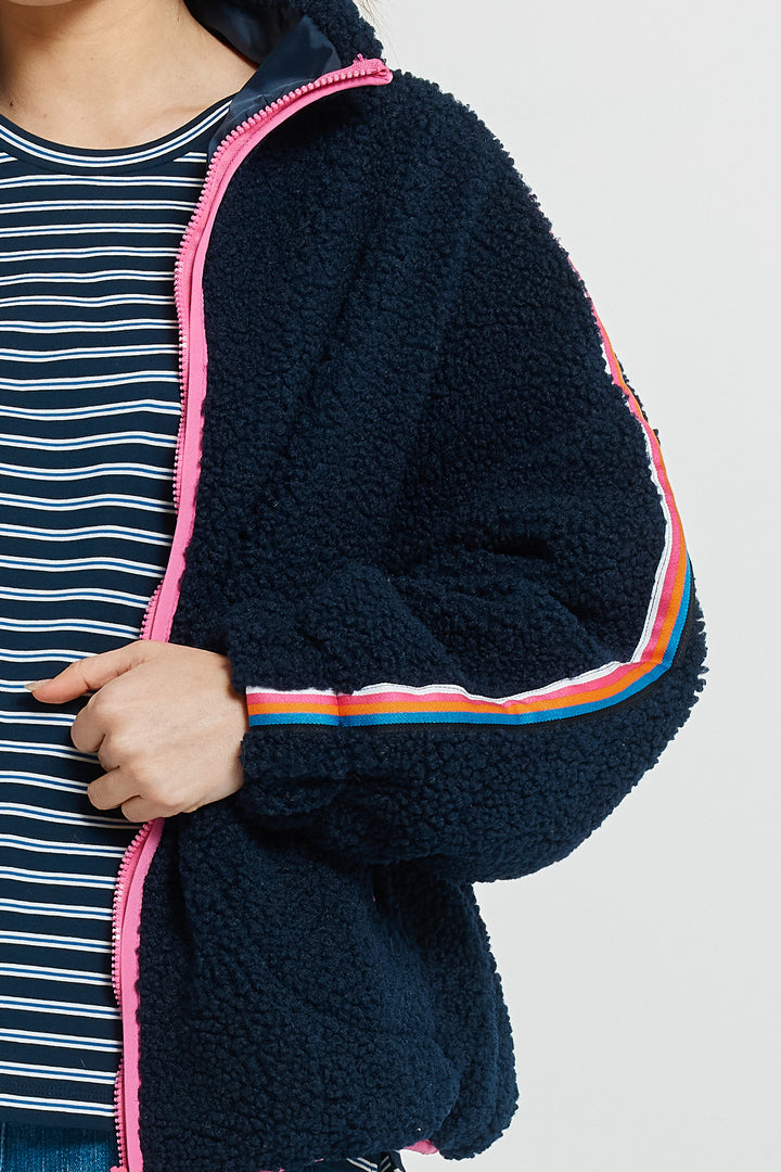 Betty Basics BB6113 navy rainbow fleece jacket at Experience Boutique