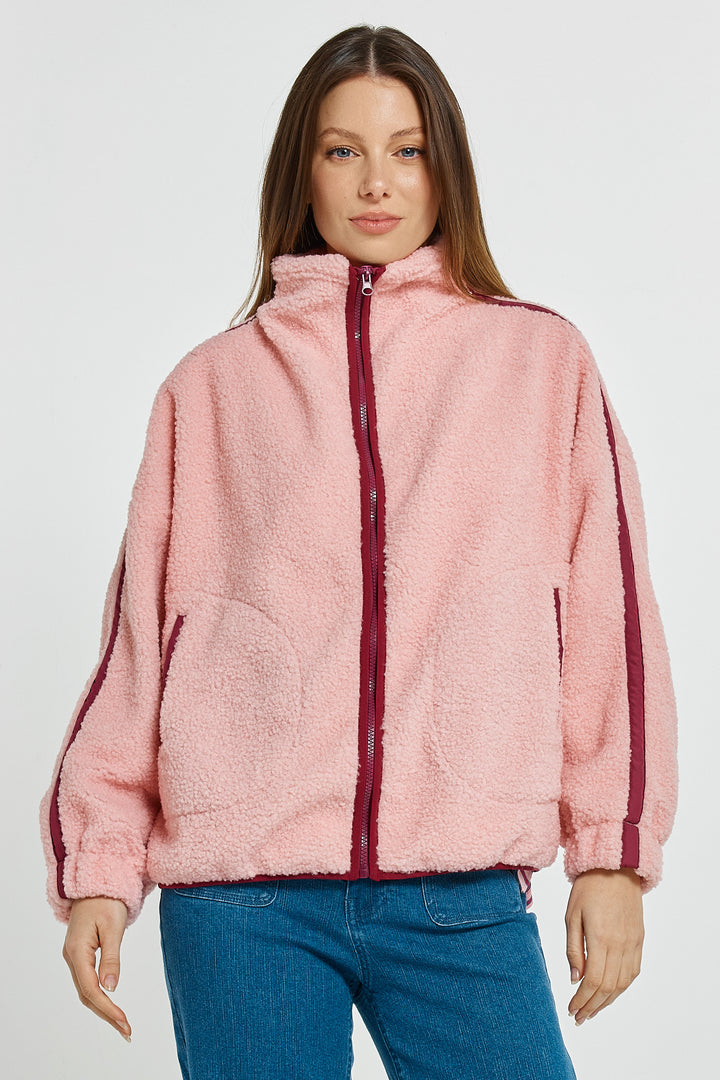 Betty Basics BB6113 pink plum fleece jacket at Experience Boutique