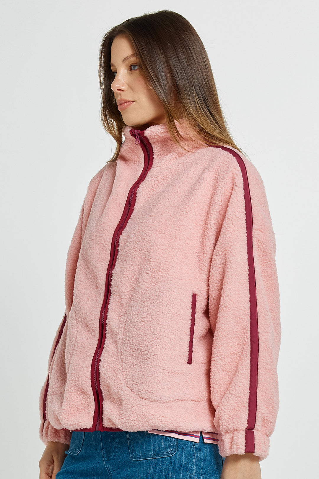Betty Basics BB6113 pink plum fleece jacket at Experience Boutique